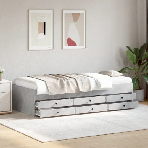 betonszürke kanapéágy fiókkal matrac nélkül 90x190 cm