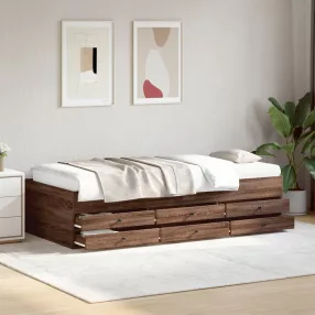   vidaXL barna tölgy kanapéágy fiókkal matrac nélkül 75x190 cm