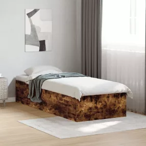 füstös tölgyszínű szerelt fa ágykeret 100 x 200 cm