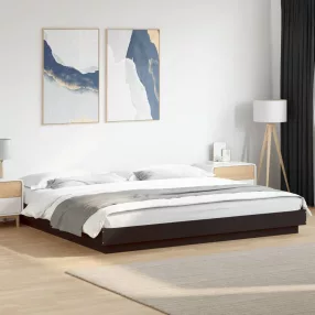   vidaXL fekete szerelt fa ágykeret LED-világítással 200 x 200 cm