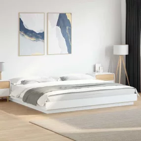   vidaXL fehér szerelt fa ágykeret LED-világítással 180 x 200 cm