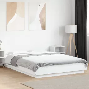   vidaXL fehér szerelt fa ágykeret LED-világítással 120 x 200 cm