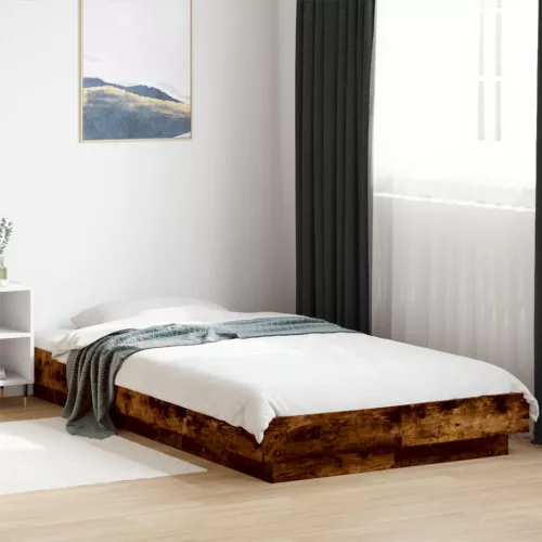 vidaXL füstös tölgyszínű szerelt fa ágykeret 90 x 200 cm