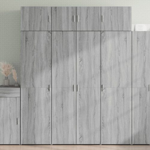 szürke sonoma színű szerelt fa tárolószekrény 80x42,5x225 cm