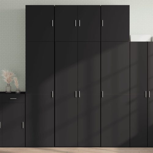 fekete szerelt fa magasszekrény 80 x 42,5 x 249 cm