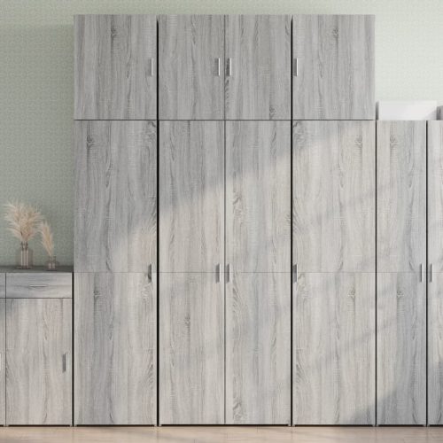 szürke sonoma színű szerelt fa magasszekrény 80 x 42,5 x 249 cm