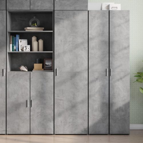 betonszürke szerelt fa magasszekrény 50x42,5x185 cm