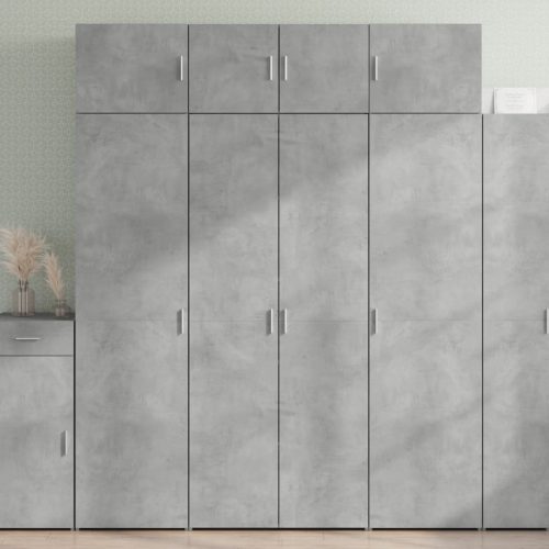 betonszürke szerelt fa magasszekrény 80 x 42,5 x 185 cm