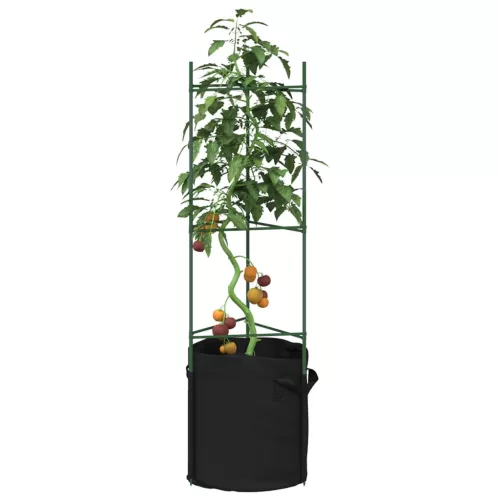6 db acél és polipropilén paradicsomketrec növényzsákkal 116 cm
