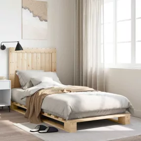 vidaXL tömör fenyőfa ágykeret fejtámlával 90 x 200 cm