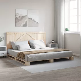 vidaXL tömör fenyőfa ágykeret fejtámlával 200 x 200 cm