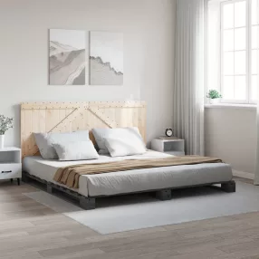   vidaXL szürke tömör fenyőfa ágykeret fejtámlával 200 x 200 cm