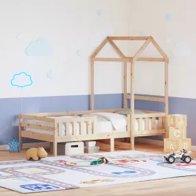 tömör fenyőfa ágykeret tetővel 100 x 200 cm