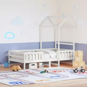 fehér tömör fenyőfa ágykeret tetővel 80 x 200 cm