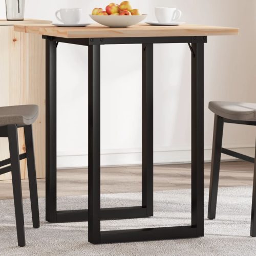 tömör fenyőfa és öntöttvas étkezőasztal O-vázzal 70x70x75,5 cm