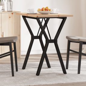   tömör fenyőfa és acél étkezőasztal Y-vázzal 80x50x75,5 cm