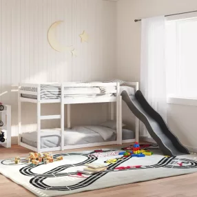   fehér tömör fenyő emeletes ágy csúszdával és létrával 90x200 cm