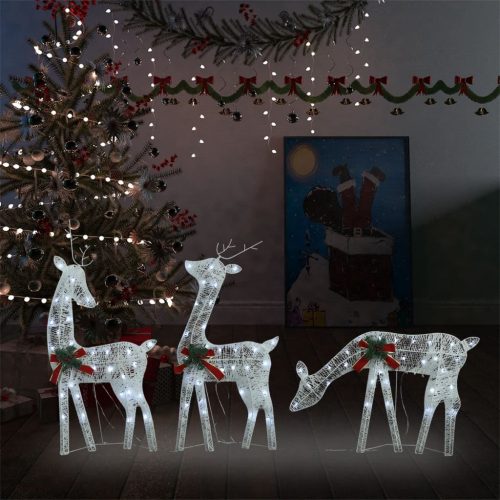Hideg fehér/fehér hálós karácsonyi rénszarvas család 270x7x90cm