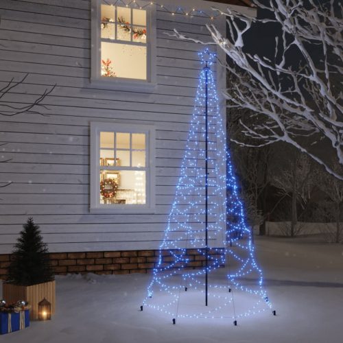 Kék 500 LED-es karácsonyfa fémoszloppal 3 m