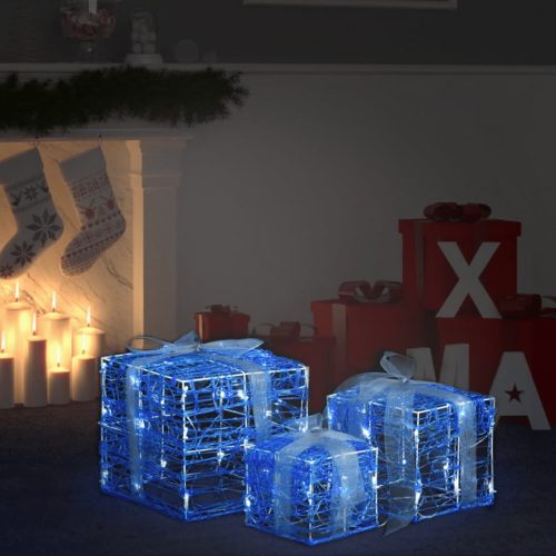 3 darab dekoratív akril hideg fehér karácsonyi ajándékdoboz