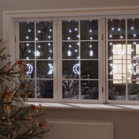   345 hideg fehér LED-es csillag és hold fényfüzér távirányítóval