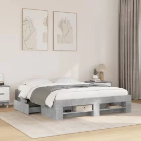 betonszürke szerelt fa ágykeret matrac nélkül 160x200 cm