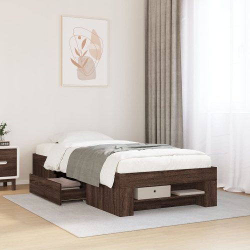 barna tölgy színű szerelt fa ágykeret matrac nélkül 90x200 cm