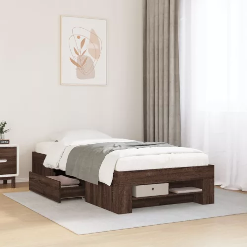 barna tölgy színű szerelt fa ágykeret matrac nélkül 90x200 cm