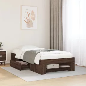   vidaXL barna tölgy színű szerelt fa ágykeret matrac nélkül 90x190 cm