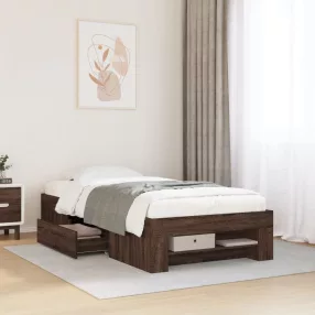   barna tölgy színű szerelt fa ágykeret matrac nélkül 75x190 cm