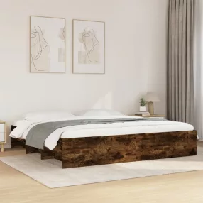   füstös tölgy színű szerelt fa ágykeret matrac nélkül 200x200 cm