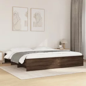   barna tölgy színű szerelt fa ágykeret matrac nélkül 200x200 cm