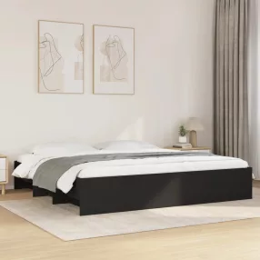 fekete szerelt fa ágykeret matrac nélkül 180 x 200 cm
