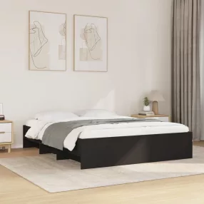   fekete színű szerelt fa ágykeret matrac nélkül 160x200 cm