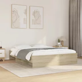   vidaXL sonoma tölgy színű szerelt fa ágykeret matrac nélkül 160x200 cm