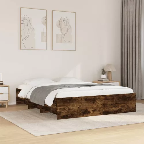 füstös tölgy színű szerelt fa ágykeret matrac nélkül 160x200 cm