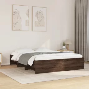   barna tölgy színű szerelt fa ágykeret matrac nélkül 150x200 cm