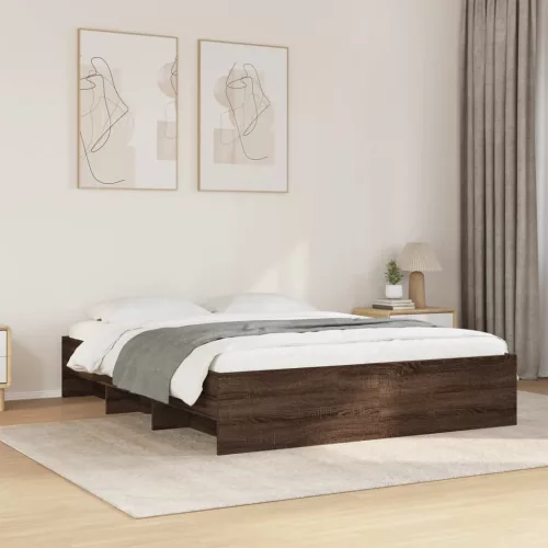 barna tölgy színű szerelt fa ágykeret matrac nélkül 150x200 cm