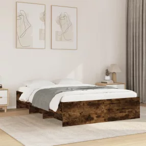   vidaXL füstös tölgy színű szerelt fa ágykeret matrac nélkül 140x200 cm