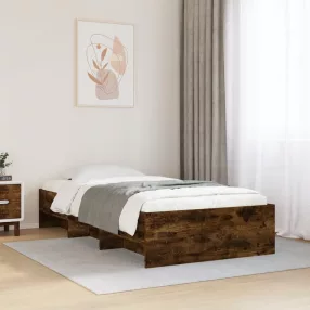   vidaXL füstös tölgy színű szerelt fa ágykeret matrac nélkül 100x200 cm