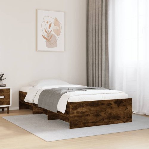 füstös tölgy színű szerelt fa ágykeret matrac nélkül 90x200 cm