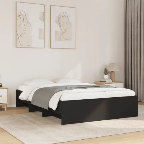vidaXL fekete szerelt fa ágykeret 140x190 cm