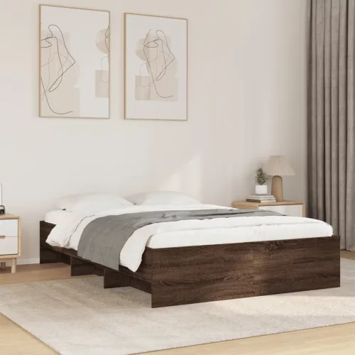 vidaXL barna tölgy színű szerelt fa ágykeret matrac nélkül 140x190 cm