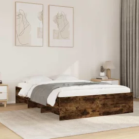   vidaXL füstös tölgyszínű szerelt fa ágykeret 135 x 190 cm