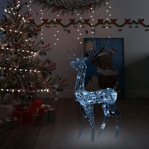 Hideg fehér rénszarvasos karácsonyi dísz 140 LED-del 120 cm