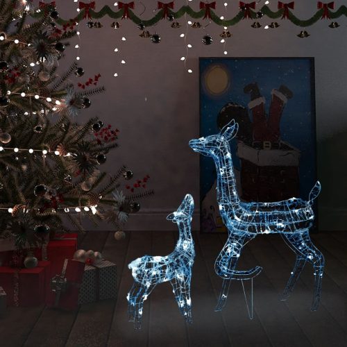  160 LED-es hideg fehér akril karácsonyi rénszarvascsalád