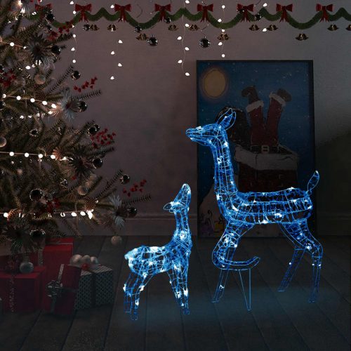 160 LED-es  akril kék karácsonyi rénszarvascsalád