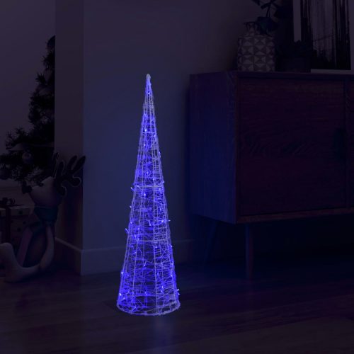 Dekoratív kék fényű LED-es akril fénykúp 90 cm