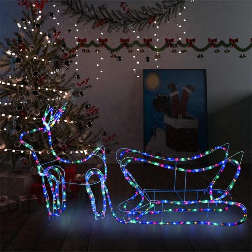 Rénszarvas és szán kültéri karácsonyi dekoráció 252 LED-del