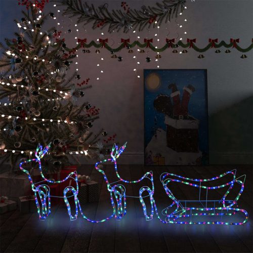 Rénszarvas és szán kültéri karácsonyi dekoráció 576 LED-del